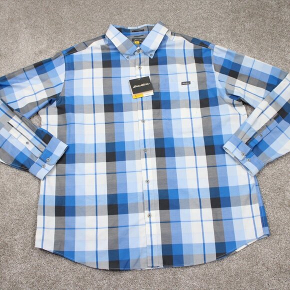Eddie Bauer On the Go Shirt NWT Mens 2XL XXL Blue Travex FreeDry Classic Fit L/S - Picture 1 of 16